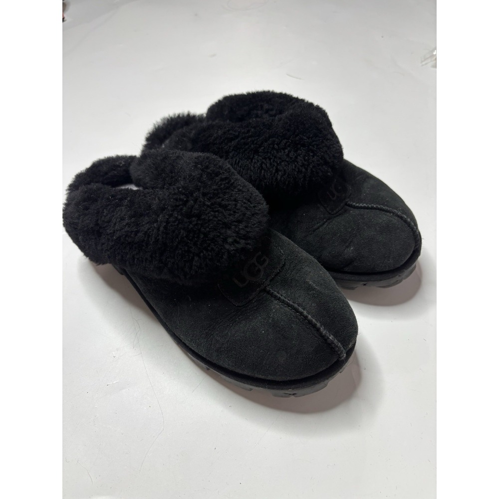 UGG COQUETTE BLACK WOMEN'S SUEDE SHEEPSKIN SLIPPERS SIZE US 9/UK 7